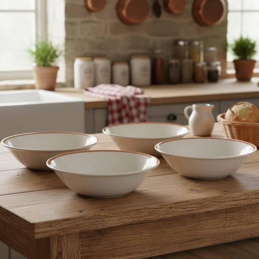 Casual Classic Stoneware Cereal Soup Bowls Set of 4